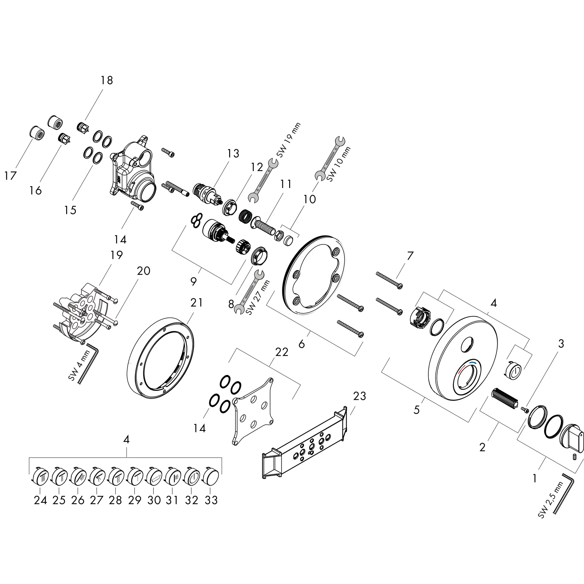 Mischer Unterputz ShowerSelect S Fertigset 1 Verbraucher chrom Mischer Unterputz ShowerSelect S Fertigset 1 Verbraucher chrom