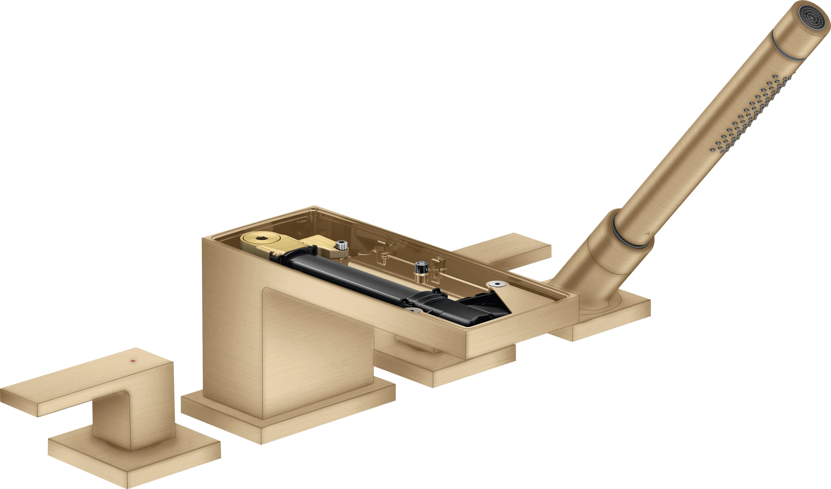 Hansgrohe AXOR MyEdition 4-Loch Wannenrandarmatur Brushed Bronze, Ausladung 151 mm, max. Ausziehänge Handbrause 1,10 m