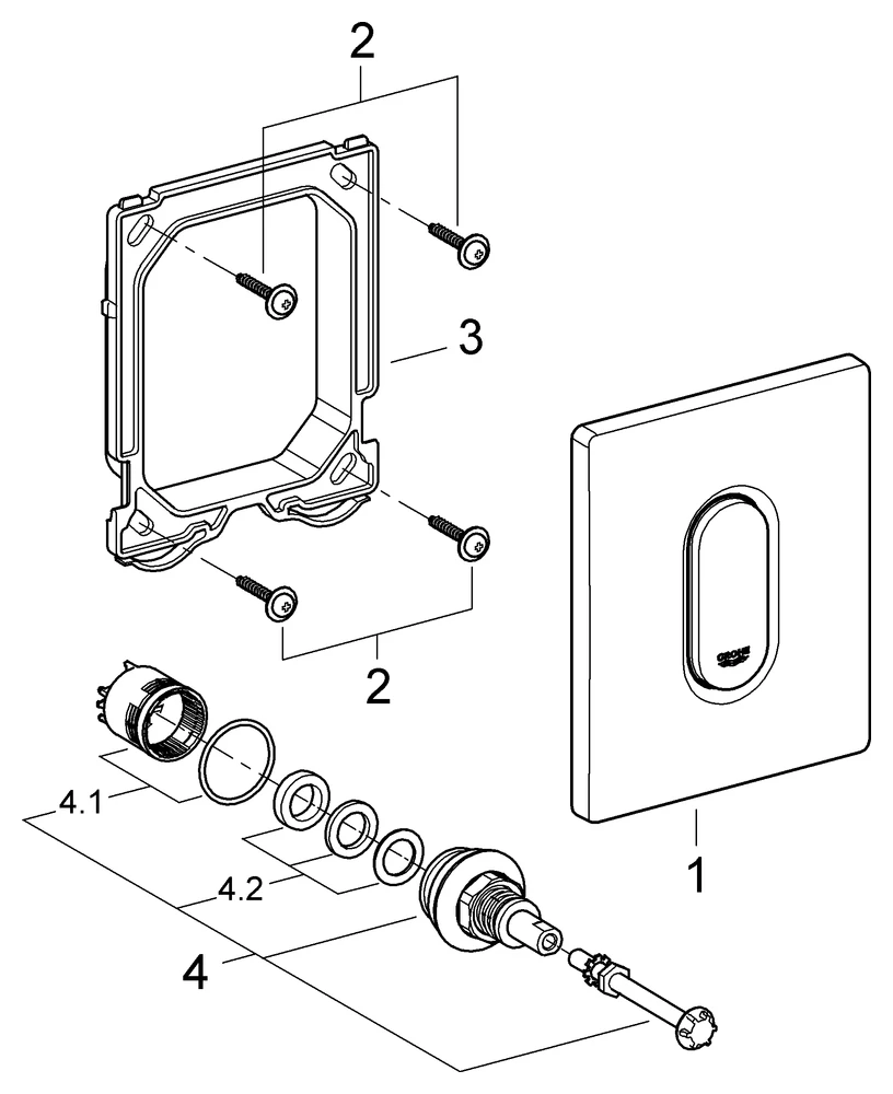 Urinal-Betätigung Arena Cosmopolitan 38857, 116 x 144 mm, Fertigmontageset für Rapido U oder Rapido UMB, mattchrom