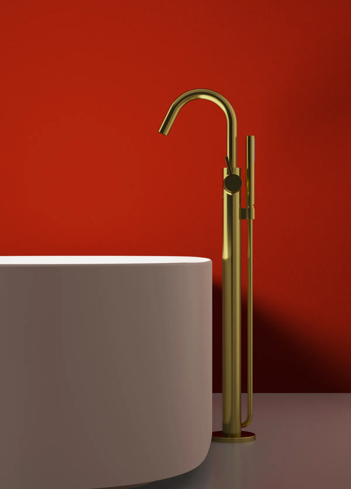 Ideal Standard freistehende Badewannenarmatur Joy, Brushed Gold, Ausladung 190 mm