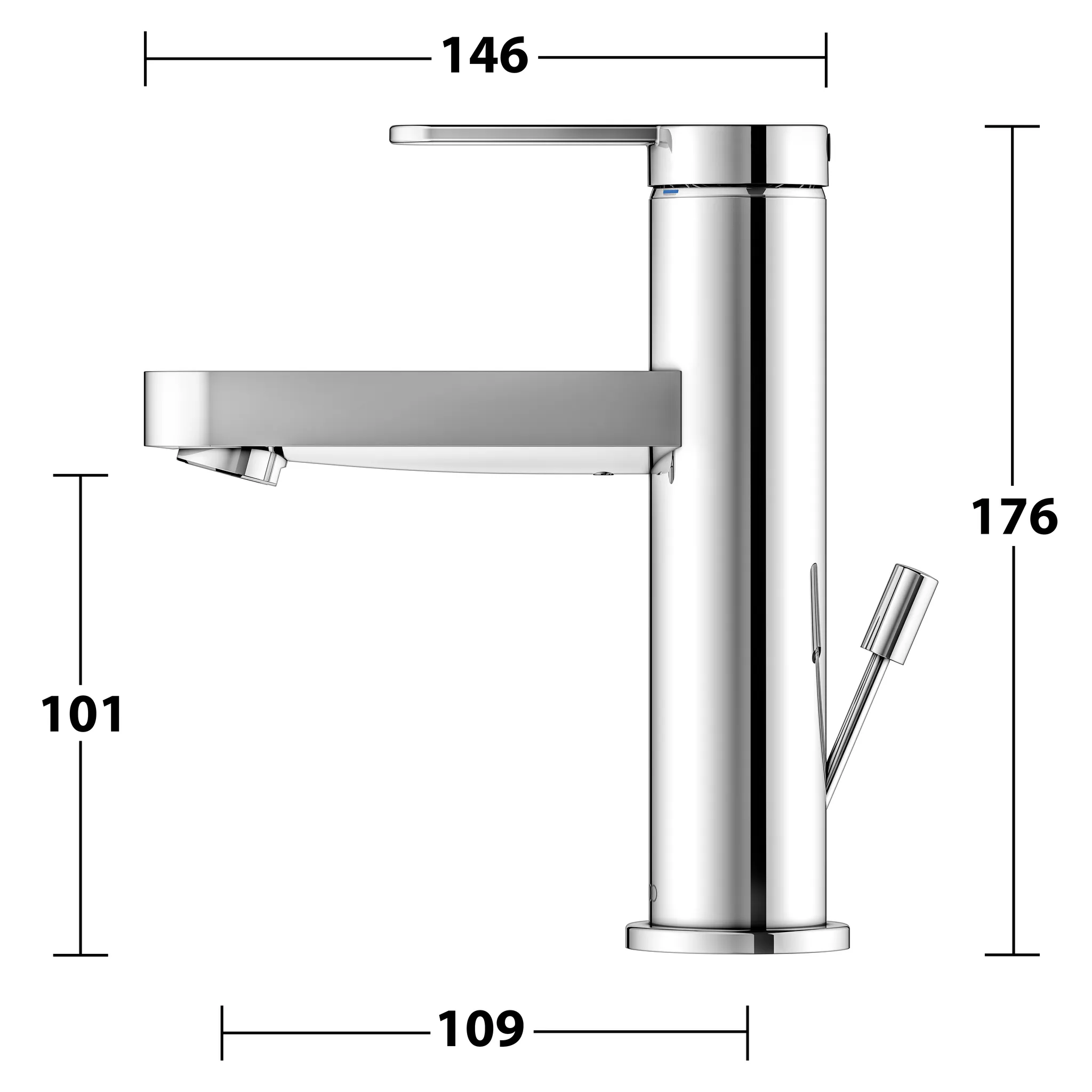 KEUCO IXMO Einhebel-Waschtischmischer 100 IXMO Flat mit Zugstangen-Ablaufgarnitur IXMO Flat, Rosette rund verchromt KEUCO IXMO Einhebel-Waschtischmischer 100 IXMO Flat mit Zugstangen-Ablaufgarnitur IXMO Flat, Rosette rund verchromt