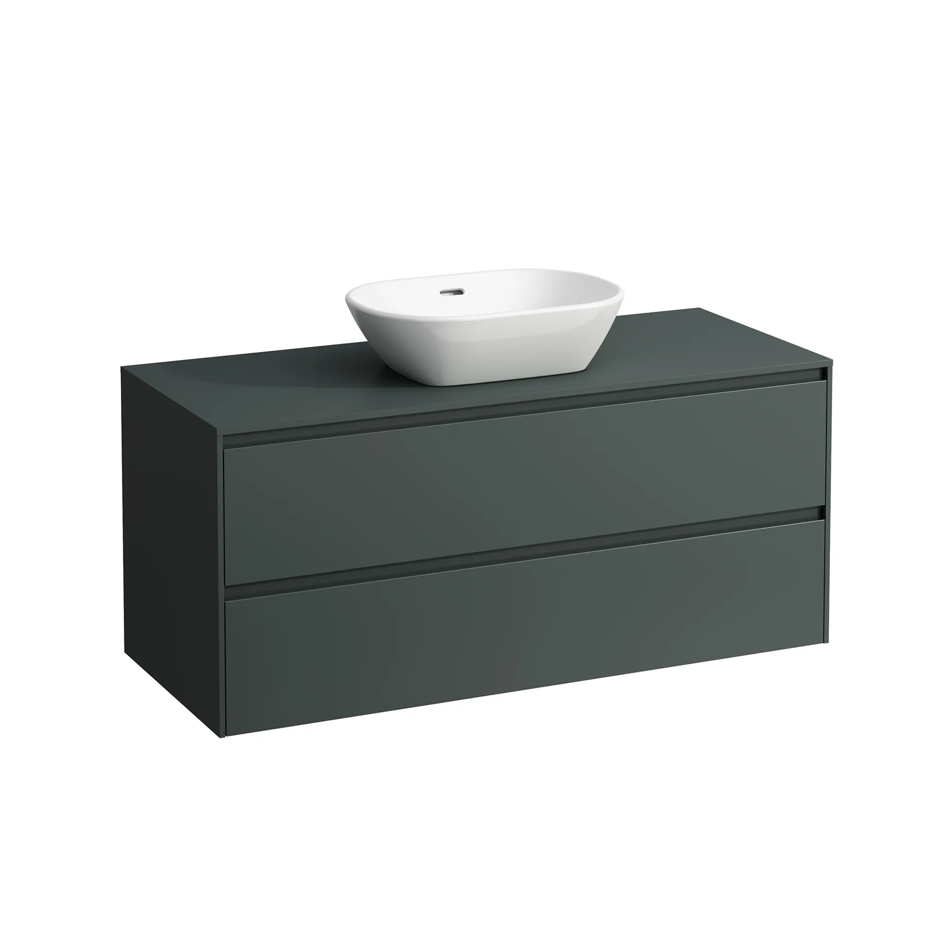 Waschtischunterbau+Waschtischplatte (Schubladenelement) LANI 493x1182x527 mit Ausschnitt mittig Abdeckplatte 12 mm, mit 2 Schubladen integrierter Griffleiste Vollauszug und Soft-Close weiß matt Waschtischunterbau+Waschtischplatte (Schubladenelement) LANI 493x1182x527 mit Ausschnitt mittig Abdeckplatte 12 mm, mit 2 Schubladen integrierter Griffleiste Vollauszug und Soft-Close weiß matt