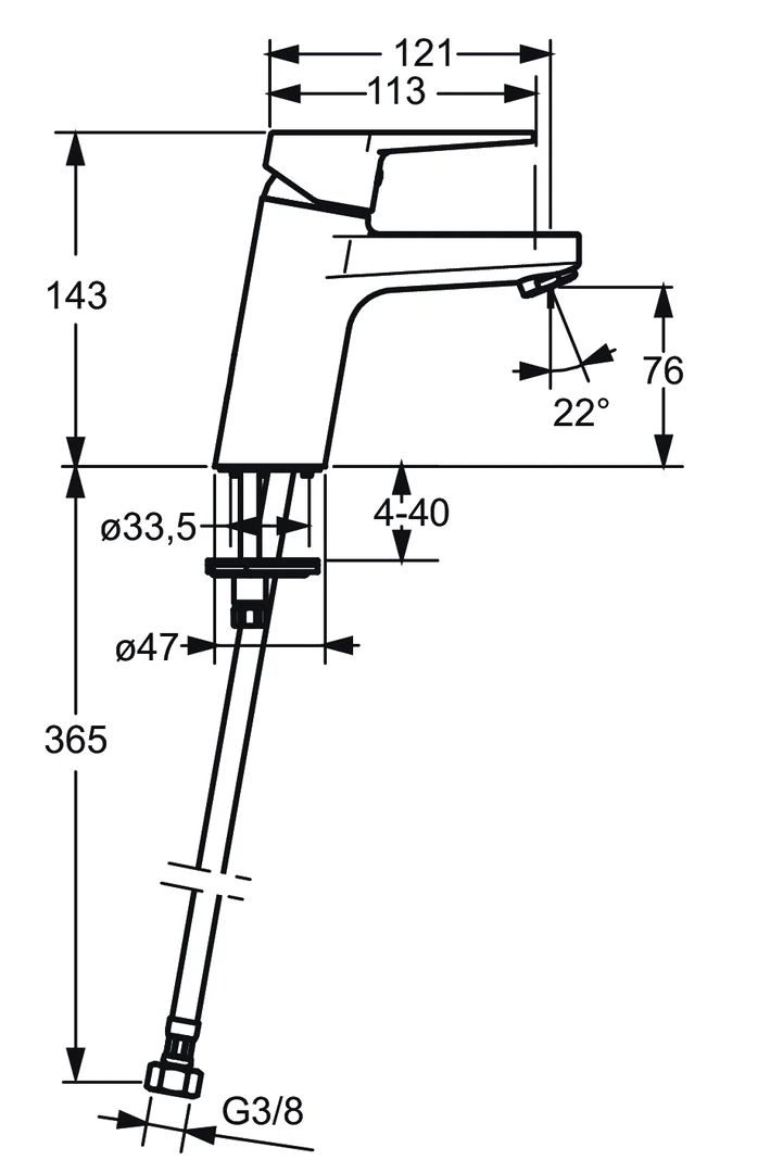 HansaTWIST Waschtischarmatur HansaTWIST Einhebelmischer Chrom DN15 121mm HansaTWIST Waschtischarmatur HansaTWIST Einhebelmischer Chrom DN15 121mm