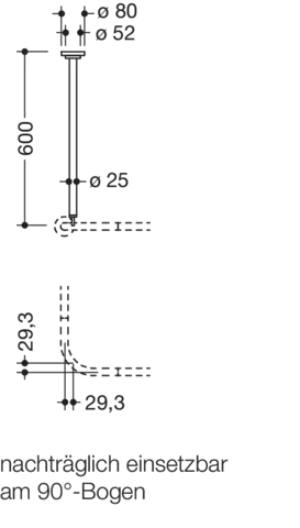 HEWI System 900 Duschabtrennung, Vorhangstangen, Edelstahl, pulverbeschichtet, schwarz tiefmatt