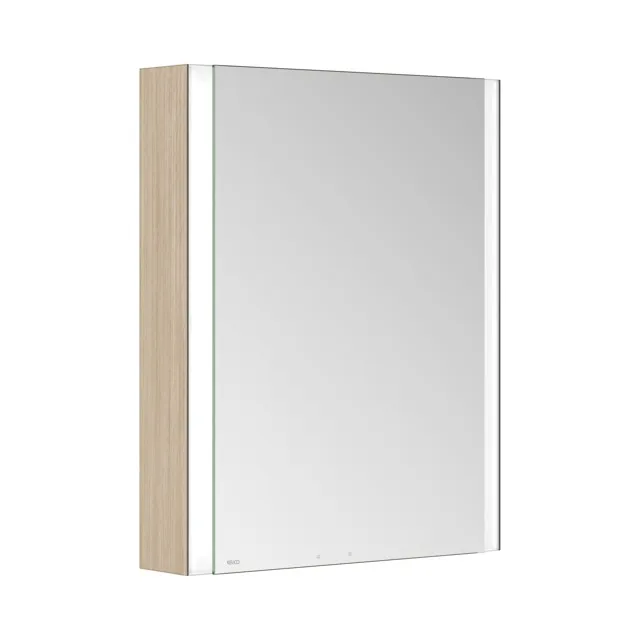 KEUCO SOMARIS Spiegelschrank Wandvorbau 1-türig Vorbau, Anschl. li., m. Heiz. 600 x 710 x 128 mm Eiche hell KEUCO SOMARIS Spiegelschrank Wandvorbau 1-türig Vorbau, Anschl. li., m. Heiz. 600 x 710 x 128 mm Eiche hell