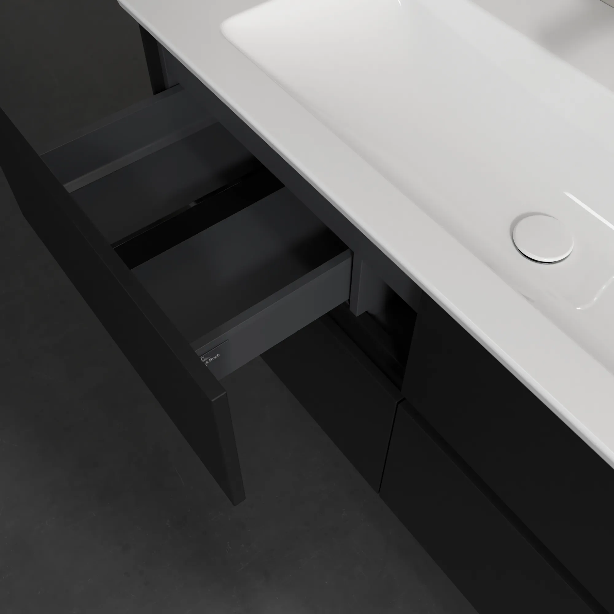 Villeroy & Boch Waschtischunterschrank „Collaro“ 1161 × 610 × 480 mm Volcano Black, mit Beleuchtung, für Becken mittig Villeroy & Boch Waschtischunterschrank „Collaro“ 1161 × 610 × 480 mm Volcano Black, mit Beleuchtung, für Becken mittig