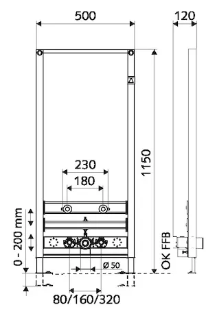 Bidet-Modul MONTUS, B 50 cm x H 115 cm, Rahmen pulverbeschichtet