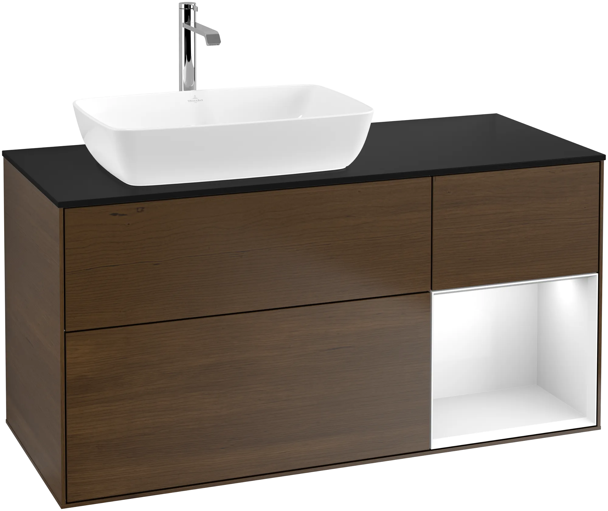 Villeroy & Boch Waschbeckenunterschrank Finion F81, 1200x603x501mm, Eckig, Beleuchtung, links