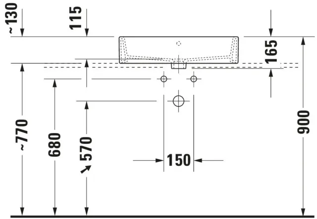 Aufsatzwaschtisch geschliffen „Vero Air“, mit Überlauf, Hahnlochposition mittig Aufsatzwaschtisch geschliffen „Vero Air“, mit Überlauf, Hahnlochposition mittig