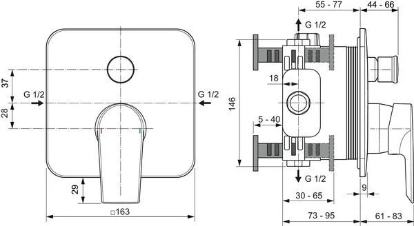 Ideal Standard Badearmatur Unterputz EDGE A7125AA Ideal Standard Badearmatur Unterputz EDGE A7125AA