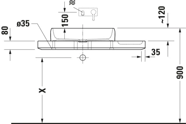 Duravit Aufsatzwaschtisch inkl. Natursteinkonsole „Qatego“ 100 × 41 × 90 cm in Weiß Hochglanz