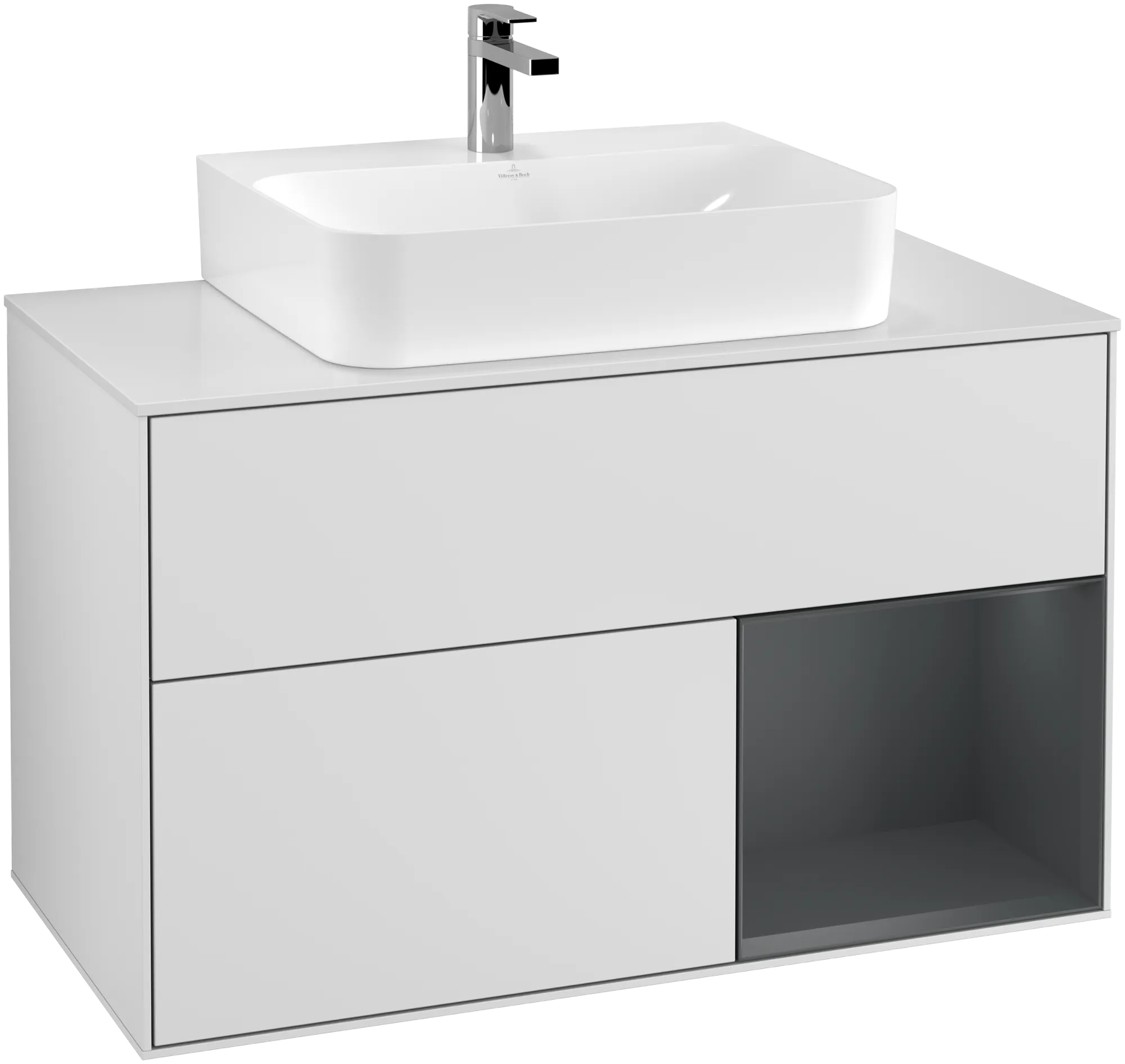 Villeroy & Boch Waschbeckenunterschrank Finion F12, 1000 x 603 x 501 mm, mit Beleuchtung, 2 Auszüge, White Matt Lacquer / Midnight Blue Matt Lacquer /
