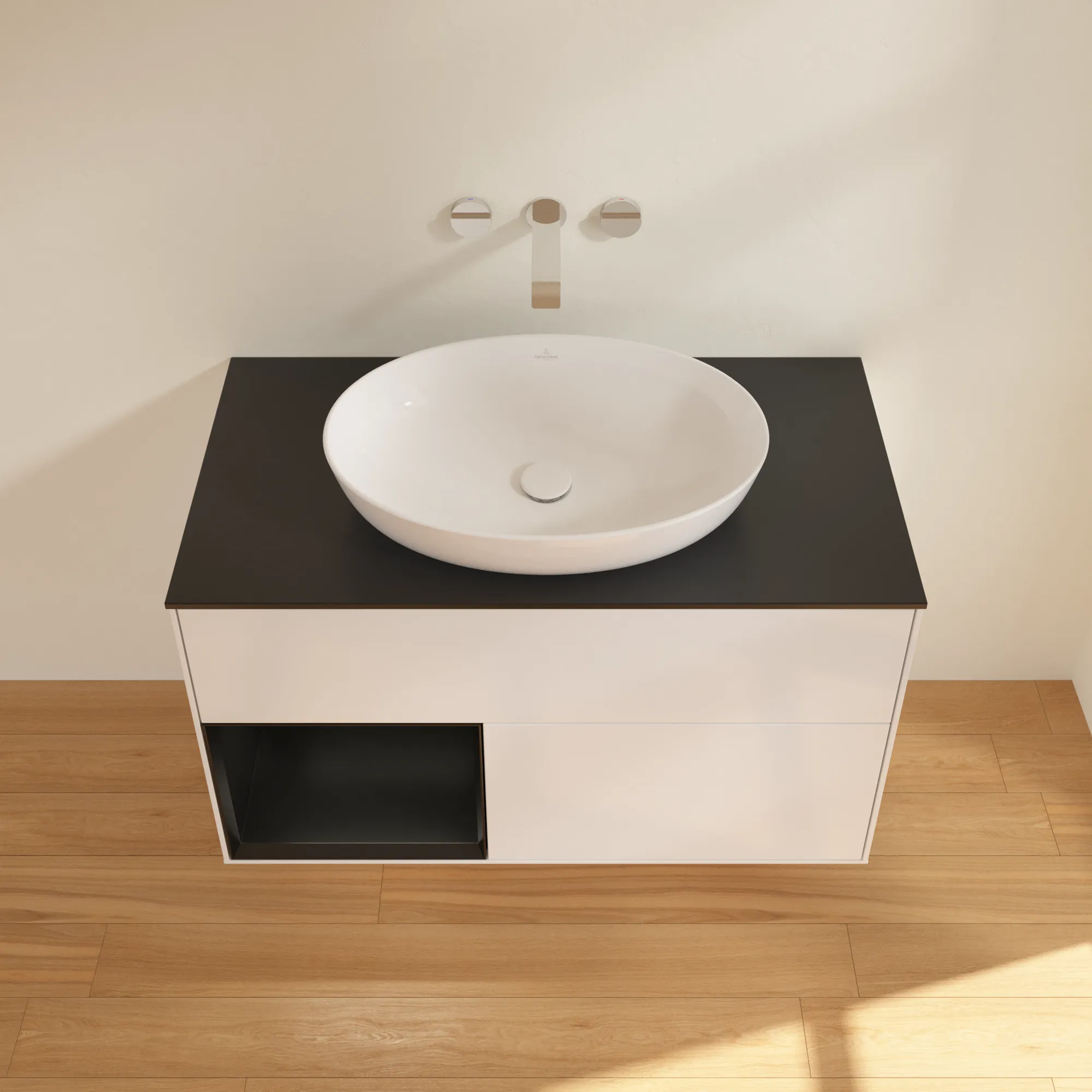 Villeroy & Boch Finion Waschbeckenunterschrank FA1 1000x603x501mm Glossy White Lacquer / Black Matt Villeroy & Boch Finion Waschbeckenunterschrank FA1 1000x603x501mm Glossy White Lacquer / Black Matt