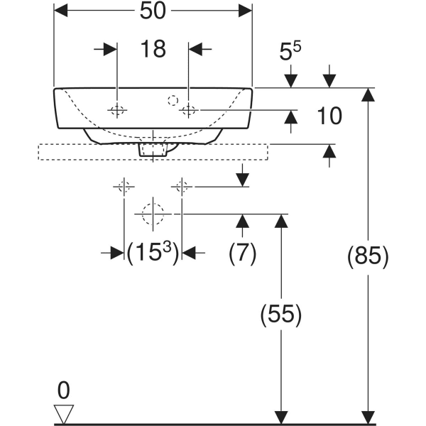 Aufsatzwaschtisch „Renova Plan“, rechteckig 50 × 38 cm in weiß alpin Aufsatzwaschtisch „Renova Plan“, rechteckig 50 × 38 cm in weiß alpin