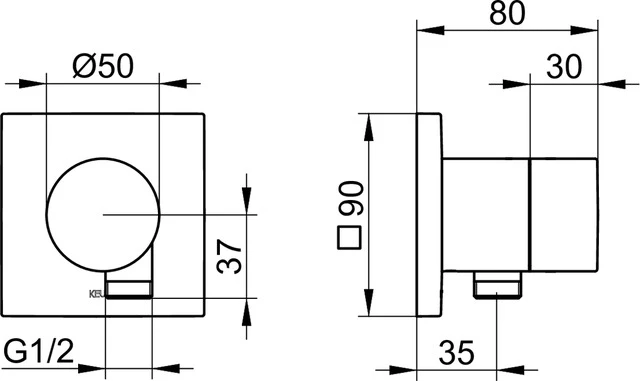 IXMO 59556370102 2-Wege Umstellventil UP DN15 mit Schlauchanschluß IXMO Pure, eckig schwarz