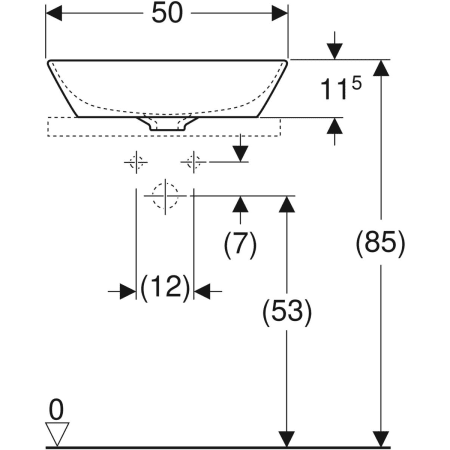 Aufsatzwaschtisch in Schalenform „One“, rechteckig 50 × 42,5 cm in weiß mit KeraTect® Aufsatzwaschtisch in Schalenform „One“, rechteckig 50 × 42,5 cm in weiß mit KeraTect®