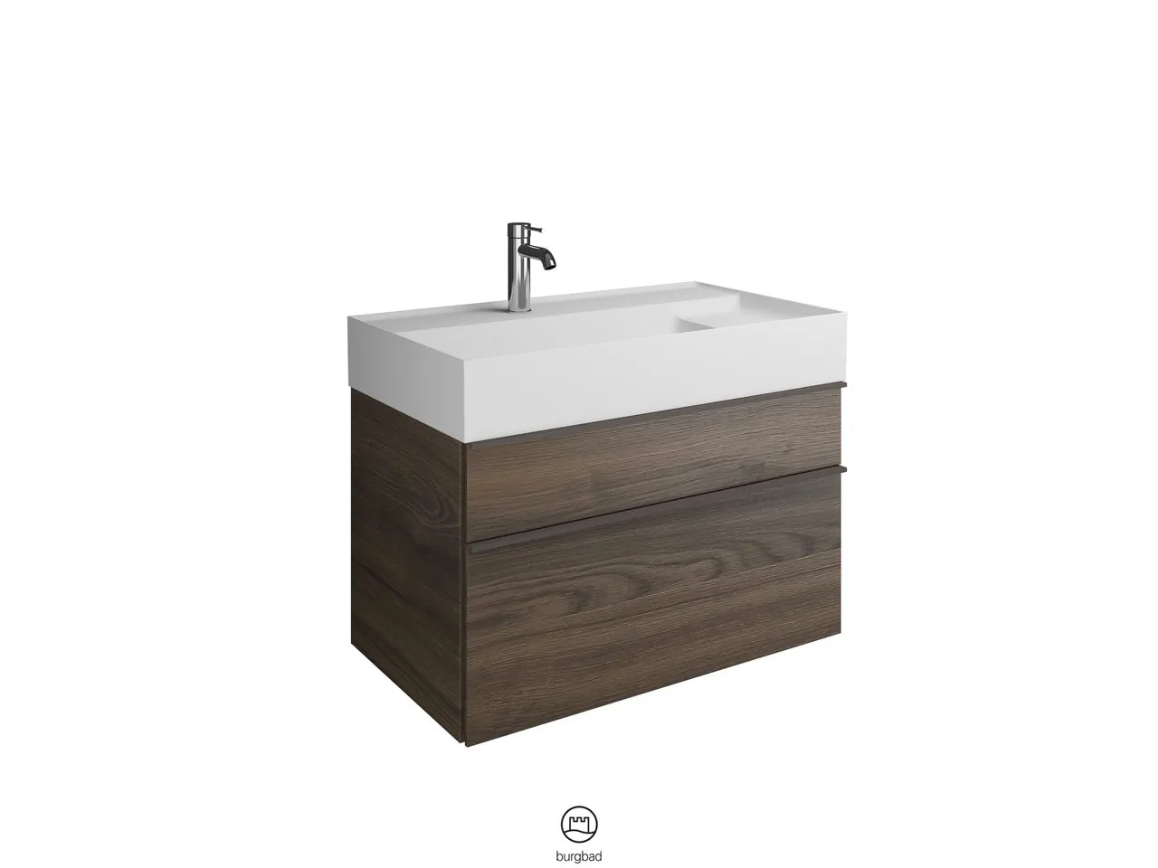 burgbad Yumo PG1 Mineralguss-Waschtisch inkl. WTU SFKN082, 470x815x610