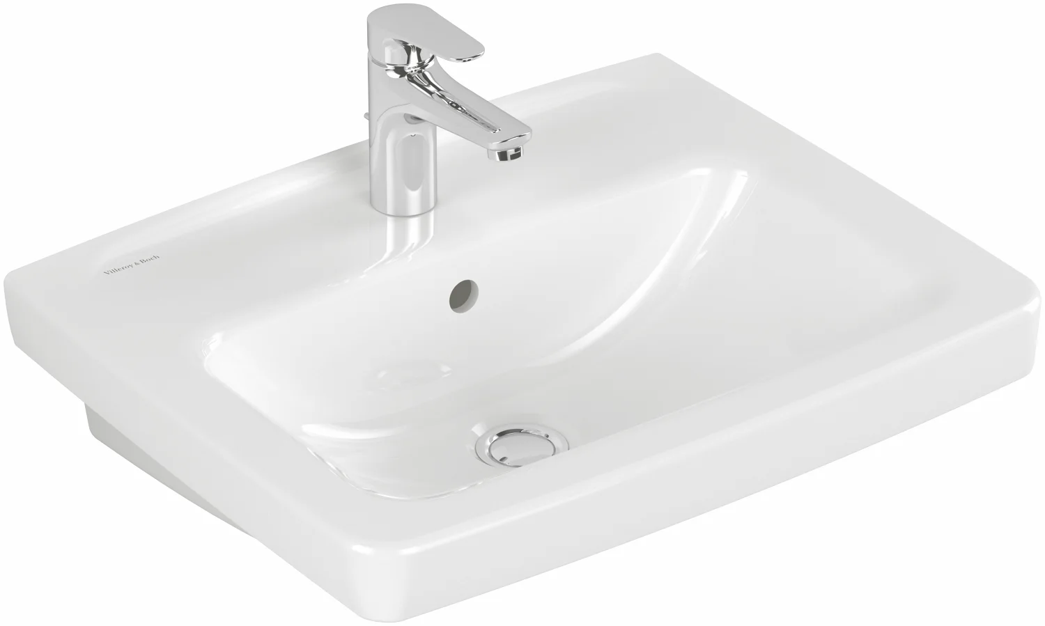 Villeroy & Boch Waschbecken „Newo“ 550 × 440 × 175 mm, Hahnlochposition mittig in Weiß Alpin