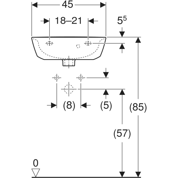 Wandwaschtisch „Renova“, mit Überlauf 45 × 36 cm in weiß alpin Wandwaschtisch „Renova“, mit Überlauf 45 × 36 cm in weiß alpin