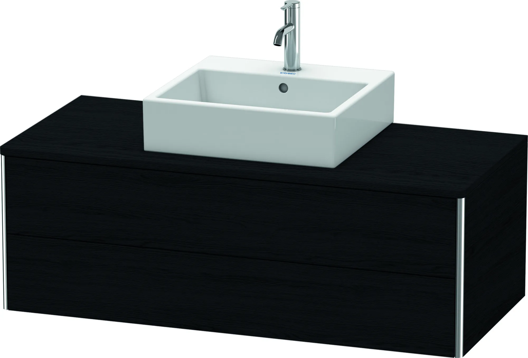 Duravit Waschtischunterschrank wandhängend „XSquare“ 120 × 40 × 54,8 cm Eiche Schwarz Becken: mittig / Front- & Korpusfarbe: Eiche Schwarz / Größe: 120 × 54,8 × 40 cm / Oberfläche: Dekor / Profile: Chrom / Schubladen: 2