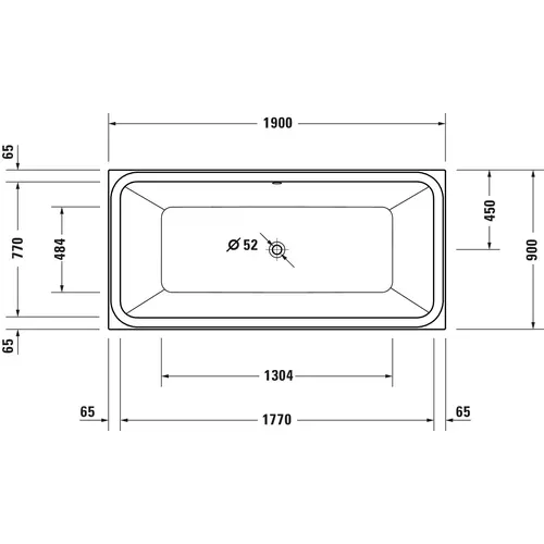 Badundu Badewanne rechteck 1900 × 900 mm, Mittelablauf Badundu Badewanne rechteck 1900 × 900 mm, Mittelablauf