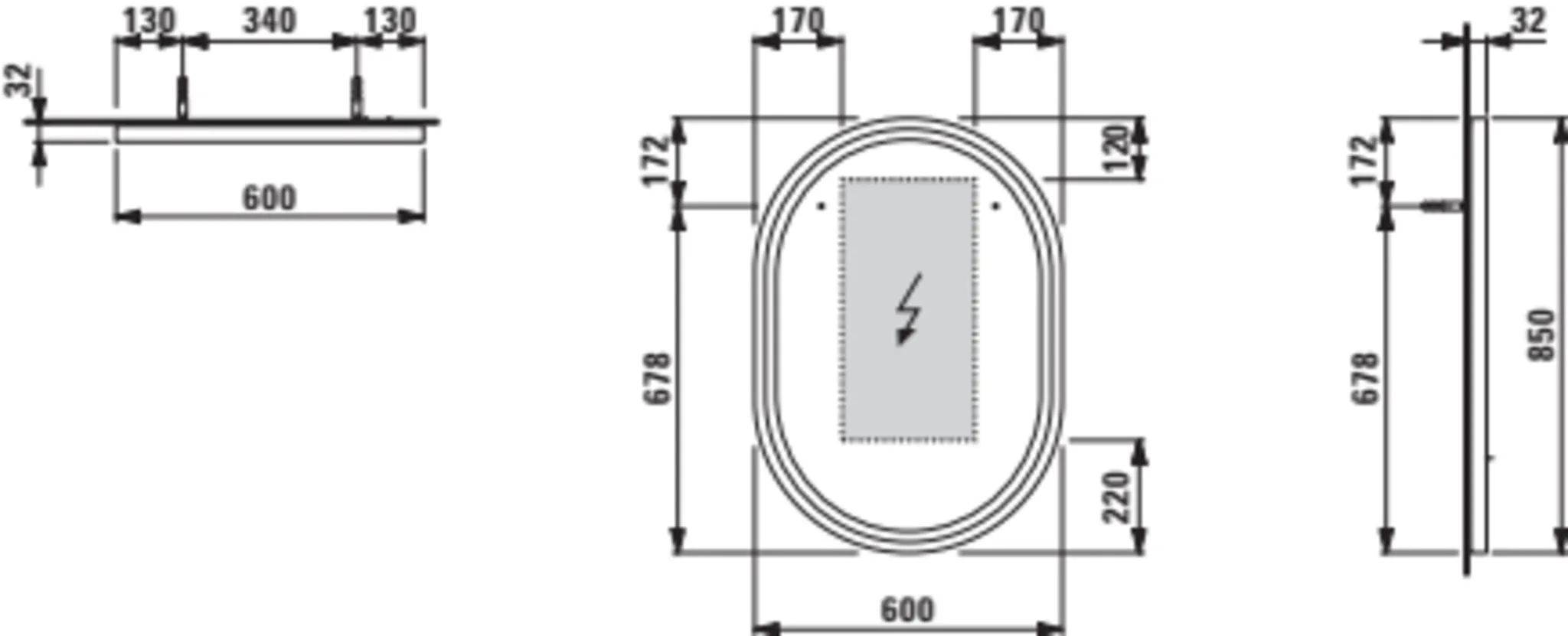 Base 2.0 Spiegel 44439.5, oval LED Bel.,1 Sensorsch., 600x850 schw.m Base 2.0 Spiegel 44439.5, oval LED Bel.,1 Sensorsch., 600x850 schw.m