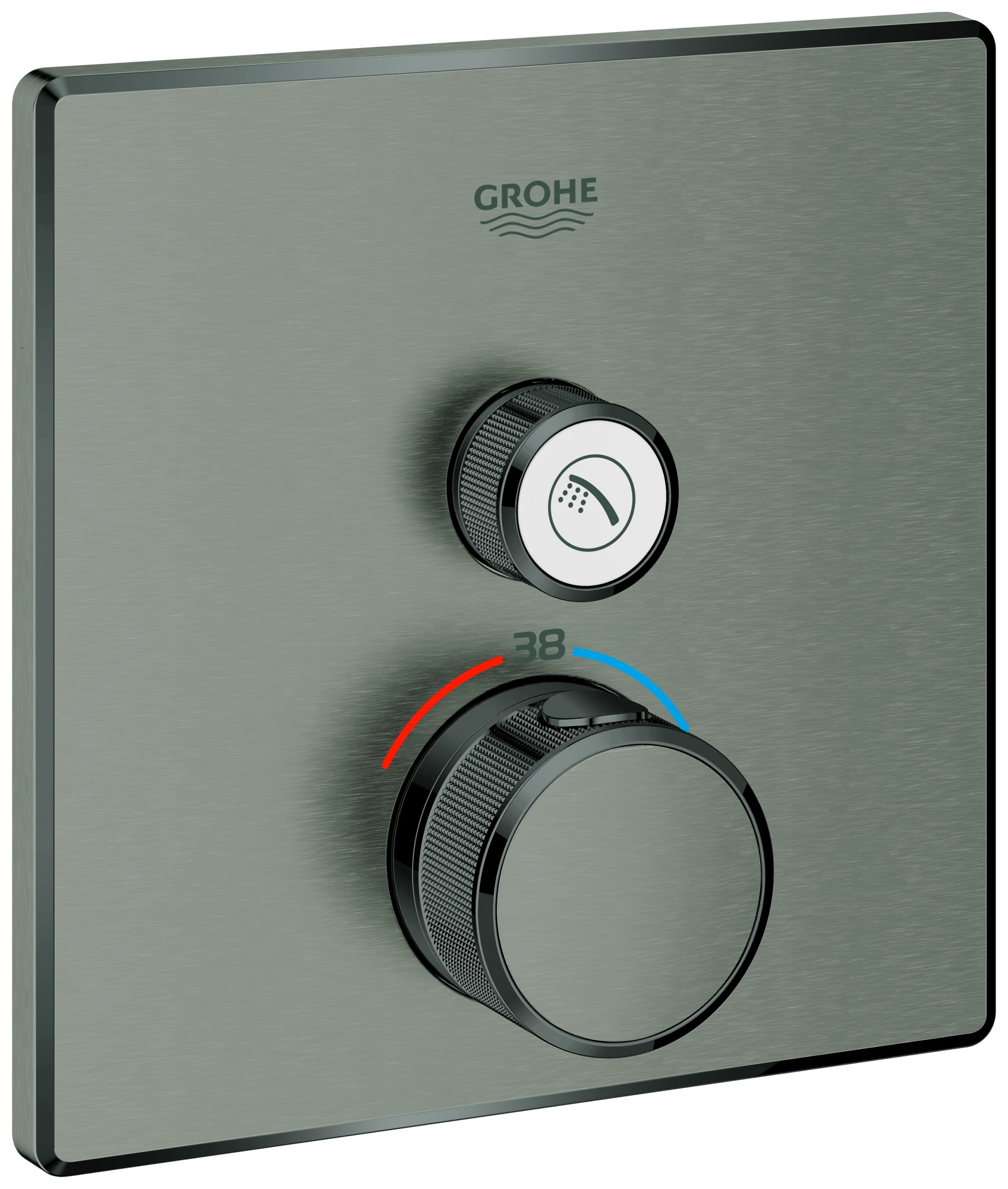 Thermostat Grohtherm SmartControl 29123, mit einem Absperrventil, Fertigmontageset für Rapido SmartBox, Wandrosette eckig, chrom