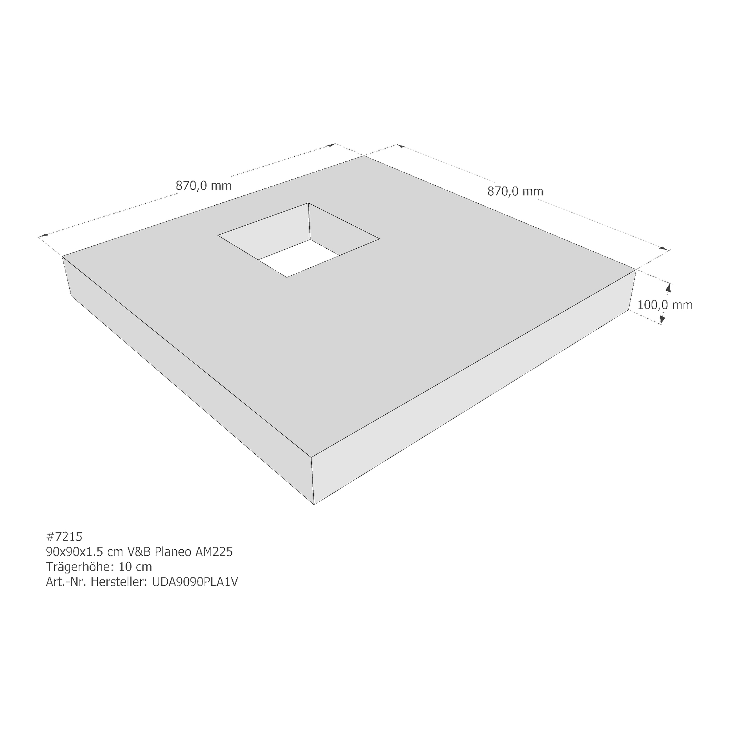 Duschwannenträger für Villeroy & Boch Planeo 90 × 90 × 1,5 cm