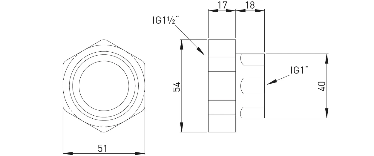HG-TEC Pumpenverschraubung Stahl roh 3/4″ Anschluss / 1 1/4″ ÜWM HG-TEC Pumpenverschraubung Stahl roh 3/4″ Anschluss / 1 1/4″ ÜWM