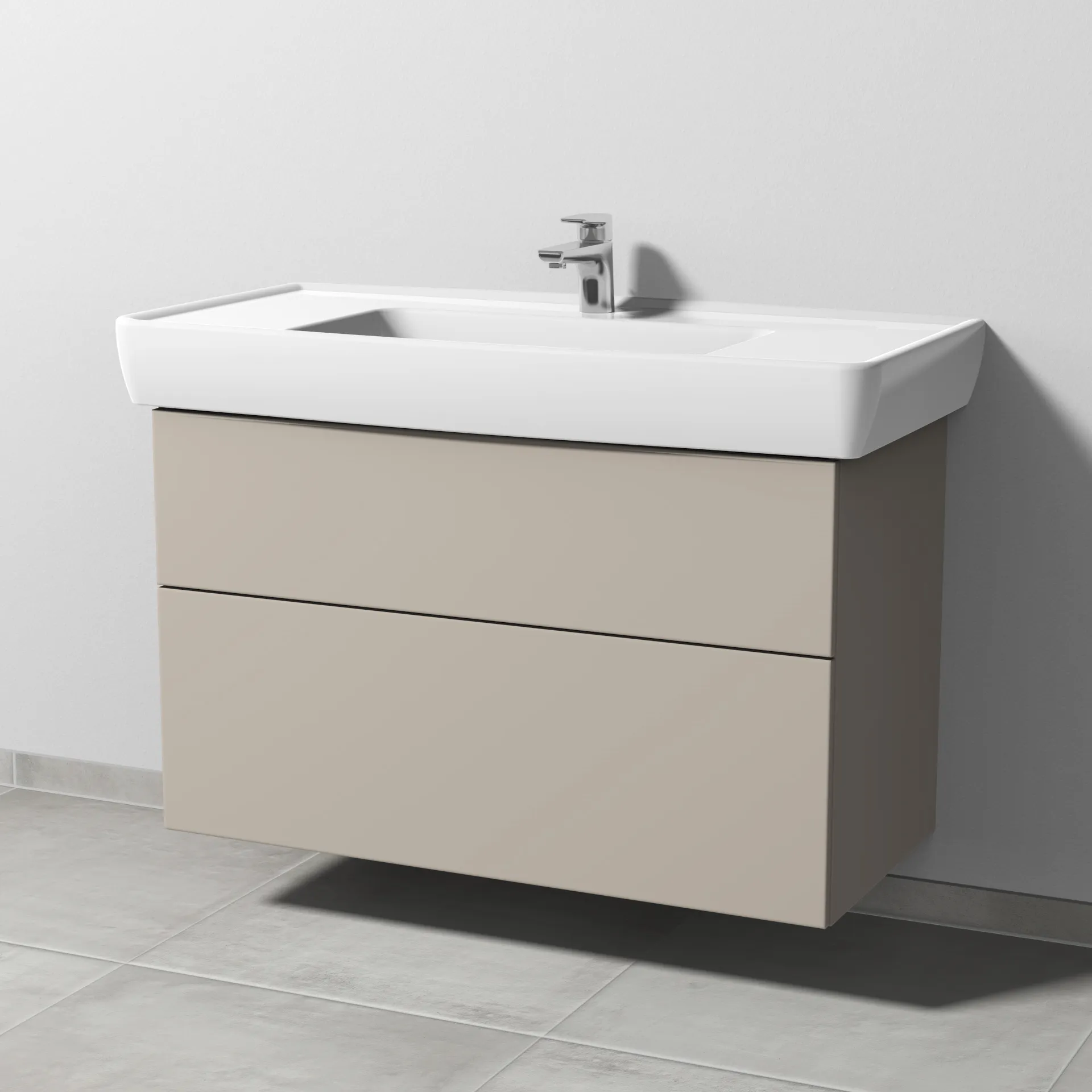 Sanipa Waschtischunterschrank „3way“ passend zu Keramik-Waschtische Pro A von Laufen 950 × 588 × 447 mm in Kaschmir (matt)