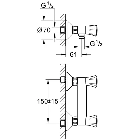 Grohe Costa 26330_1 Zweigriffarmaturen, Wandmontage, chrom Grohe Costa 26330_1 Zweigriffarmaturen, Wandmontage, chrom