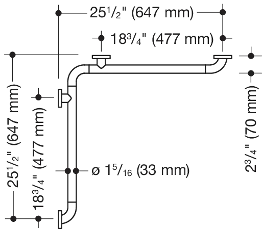 Dusch-, Wannenhandlauf (USA) S. 801 25 1/2 x 25 1/2´´ reinweiß Dusch-, Wannenhandlauf (USA) S. 801 25 1/2 x 25 1/2´´ reinweiß