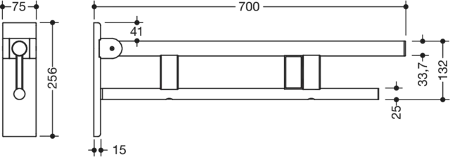 HEWI Toilettenstütze „System 900“, Befestigung verdeckt HEWI Toilettenstütze „System 900“, Befestigung verdeckt