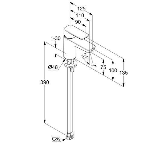 Kludi PURE&STYLE Waschtisch-EHM 75 EcoPlus, o. Ablaufgarnitur chrom Kludi PURE&STYLE Waschtisch-EHM 75 EcoPlus, o. Ablaufgarnitur chrom
