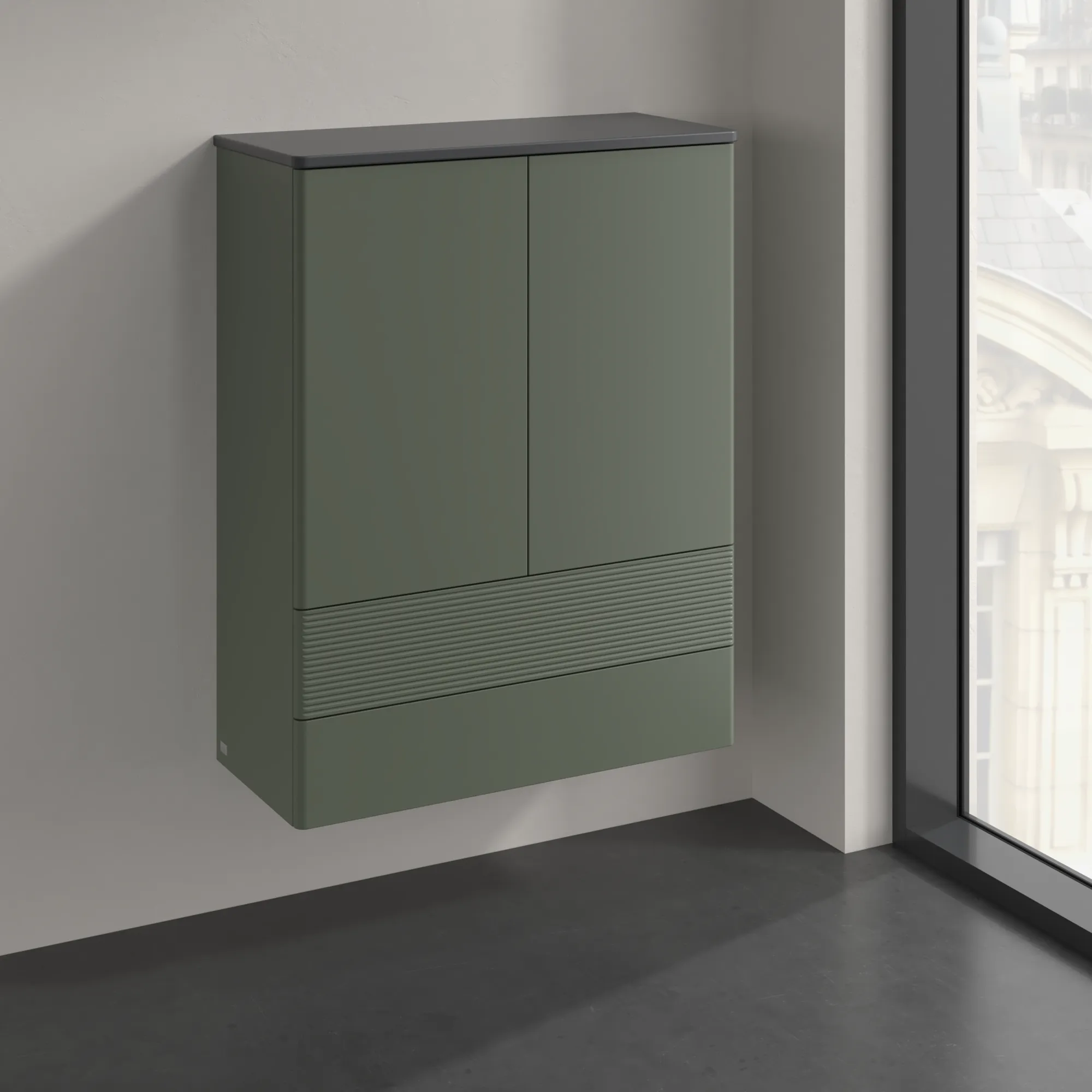 Villeroy & Boch Highboard Antao K47100 - Eckig, Leaf Green Matt Lacquer, 814x356 mm, Höhe 1039 mm Villeroy & Boch Highboard Antao K47100 - Eckig, Leaf Green Matt Lacquer, 814x356 mm, Höhe 1039 mm