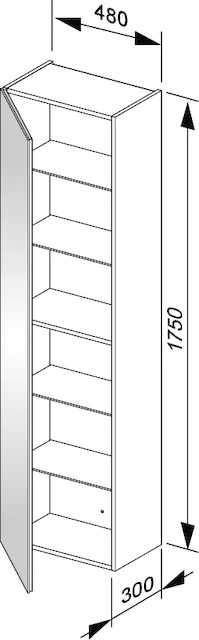 X-Line Hochschrank 1-türig, Anschlag links 480 x 1750 x 300 mm cashmere/cashmere