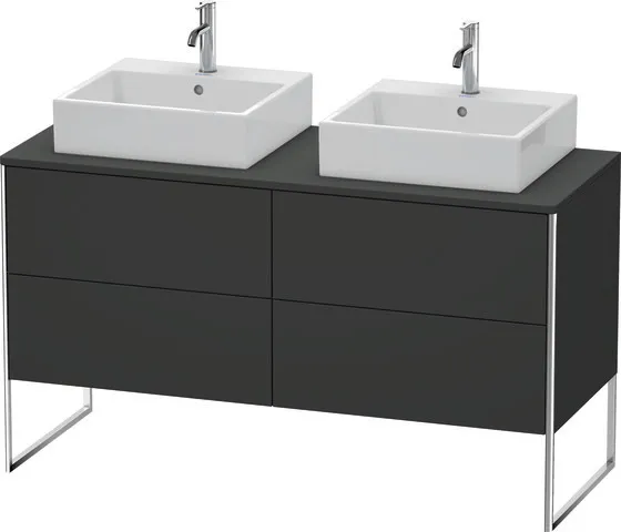 Duravit Waschtischunterschrank bodenstehend „XSquare“ 140 × 77,8 × 54,8 cm Becken: links und rechts / Front- & Korpusfarbe: Graphit Supermatt / Größe: 140 × 54,8 × 77,8 cm / Oberfläche: Dekor / Profile: Chrom / Schubladen: 4 Duravit Waschtischunterschrank bodenstehend „XSquare“ 140 × 77,8 × 54,8 cm Becken: links und rechts / Front- & Korpusfarbe: Graphit Supermatt / Größe: 140 × 54,8 × 77,8 cm / Oberfläche: Dekor / Profile: Chrom / Schubladen: 4