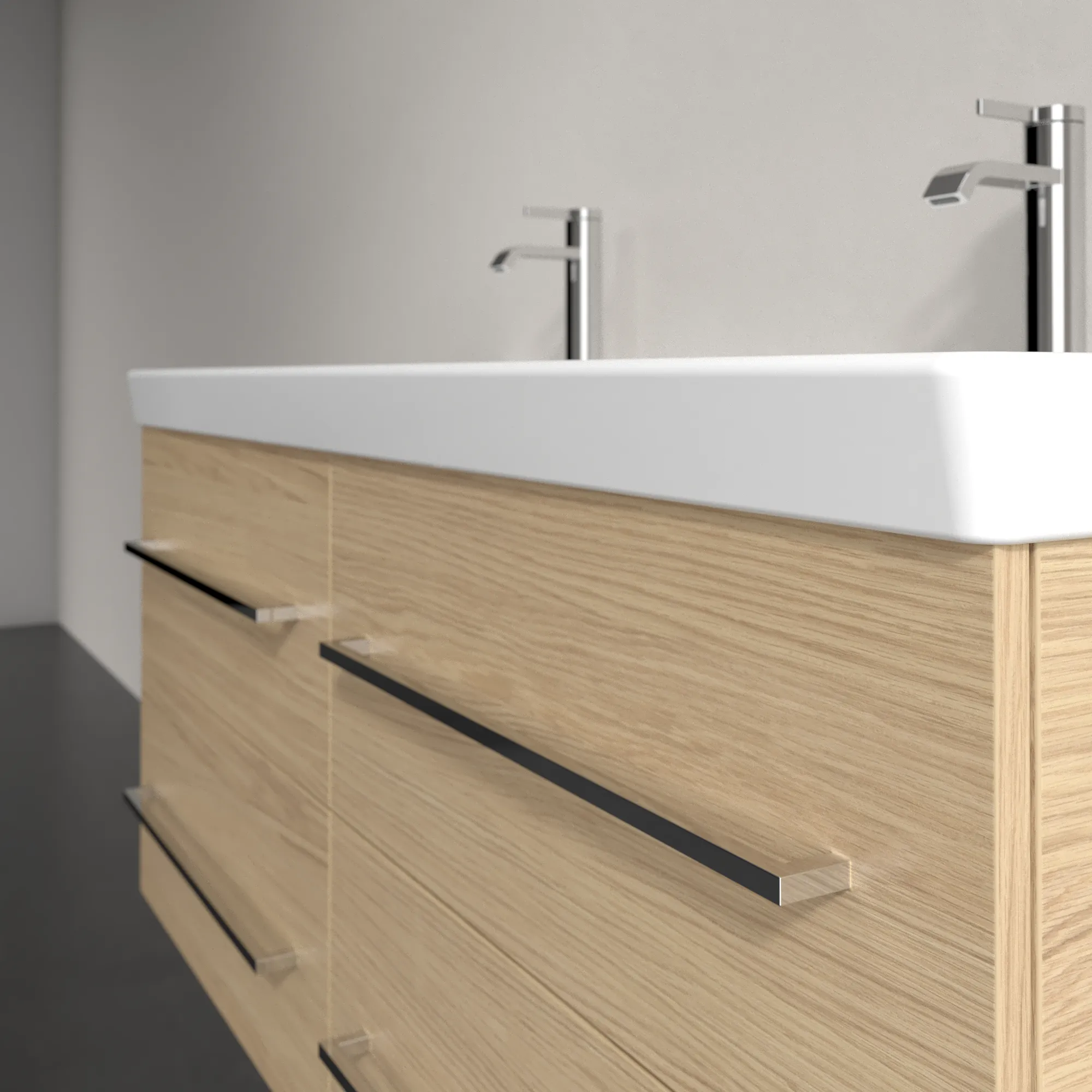 Villeroy & Boch Waschtischunterschrank „Avento“ für Schrank-Doppelwaschtisch 1180 × 514 × 452 mm Nordic Oak, Soft Closing