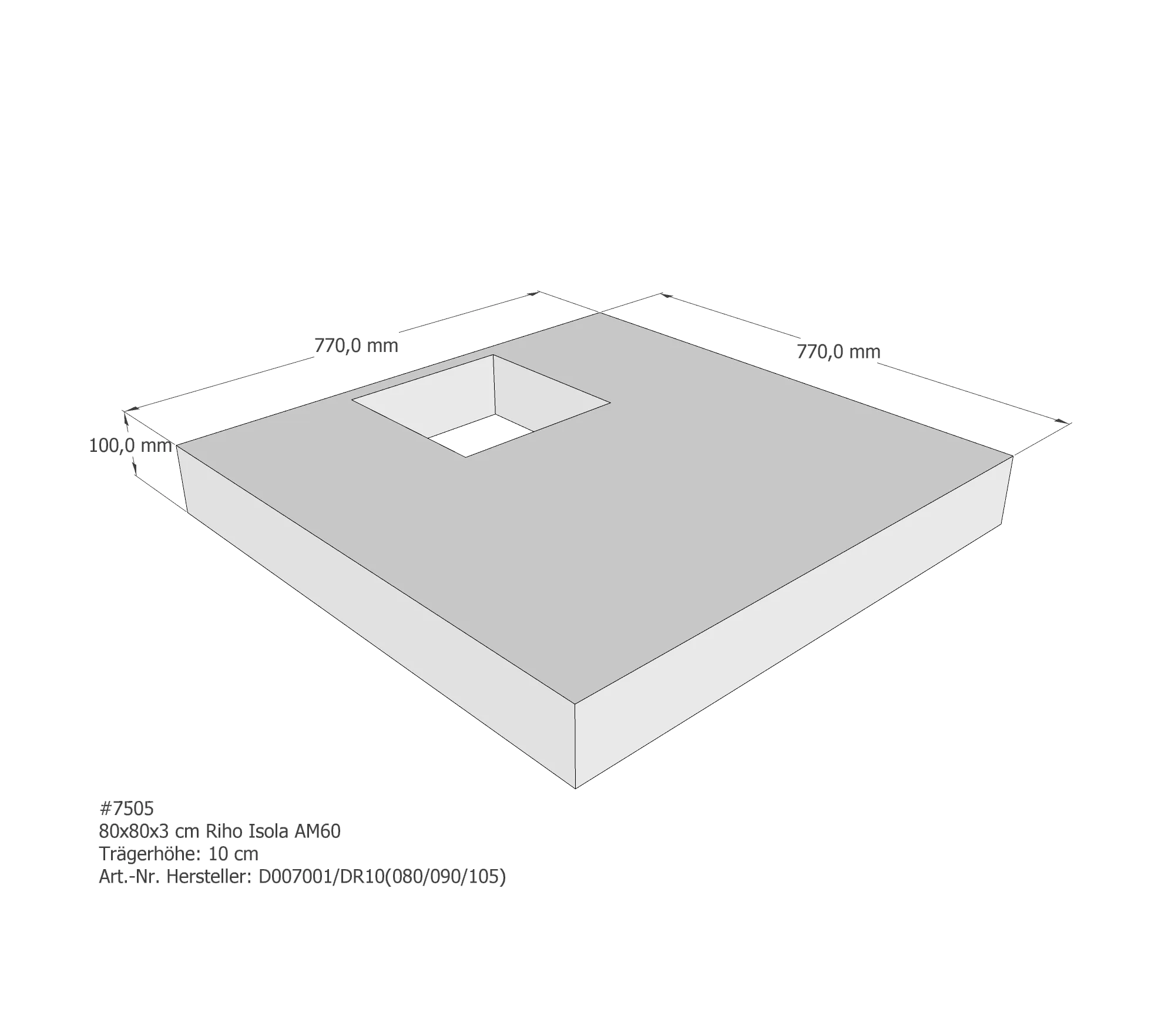 Duschwannenträger für Riho Isola 80 × 80 × 3 cm Duschwannenträger für Riho Isola 80 × 80 × 3 cm