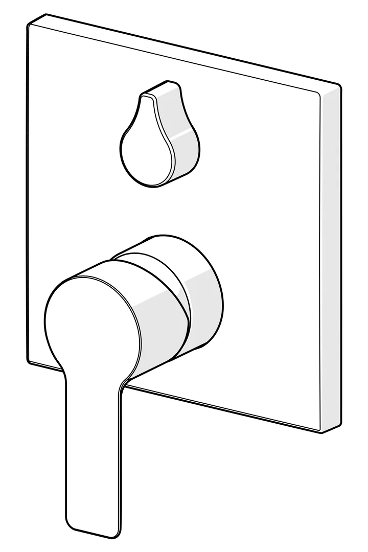 HansaLIGNA Wannen- und Brausearmatur, Einhebelmischer Fertigmontageset für Wanne/Brause HansaLIGNA 8385 Rosette eckig mit Sicherungseinrichtung Chrom