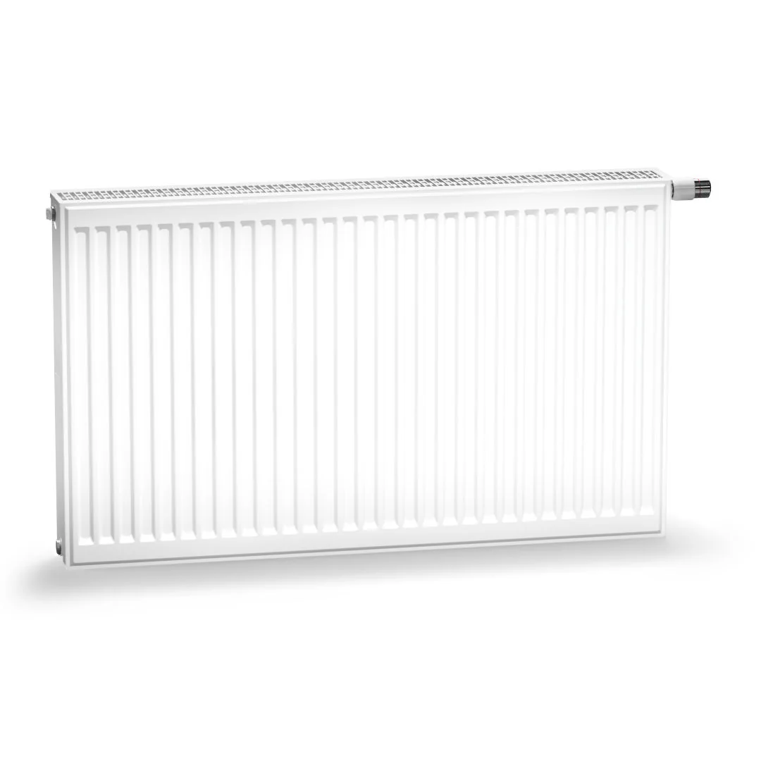 Flachheizkörper therm-x2 Profil-K Typ 10, HxLxT: 300x1000x61 mm, Farbe: Weiß RAL 9016 seidenglanz, 10 bar, Abdeckung: ohne, Wärmeleistung 75/65-20: 335 Watt, Bohrkonsole