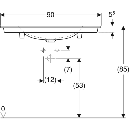Schrankwaschtisch „One“ 90 × 48 cm in weiß matt mit KeraTect®