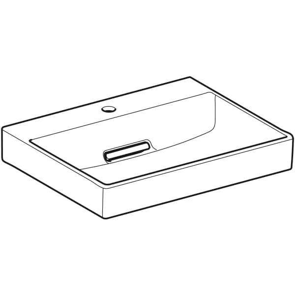 Wandwaschtisch „One“ mit horizontalem Ablauf, rechteckig, Hahnlochposition mittig 60 × 48 cm in weiß alpin mit KeraTect® Wandwaschtisch „One“ mit horizontalem Ablauf, rechteckig, Hahnlochposition mittig 60 × 48 cm in weiß alpin mit KeraTect®