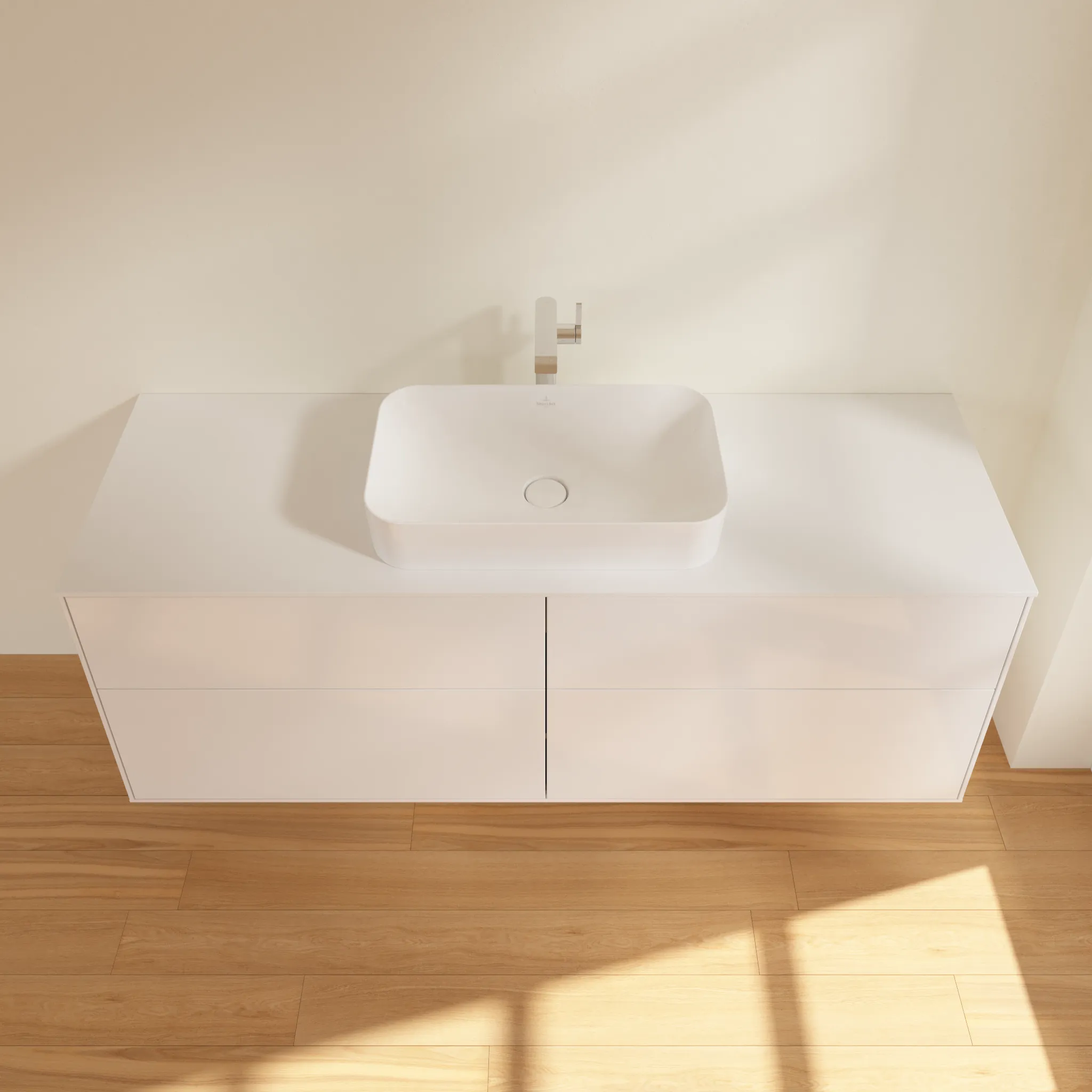 Villeroy & Boch Waschtischunterschrank „Finion“ für Schrankwaschtisch 1600 × 603 × 501 mm Glossy White Lacquer, für Becken mittig, mit Hahnlochbohrung