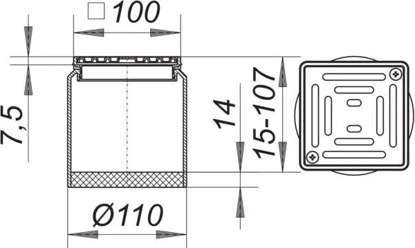 Aufsatz EN 10, Rost verschraubt, 100 x 100 mm