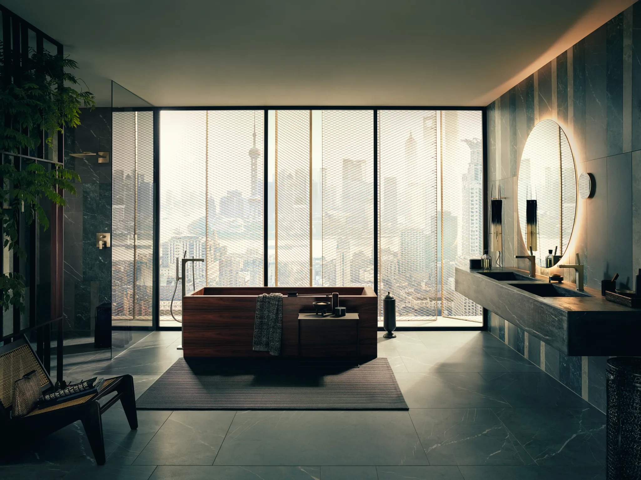 Hansgrohe AXOR Citterio Einhebel-Wannenmischer Unterputz Brushed Nickel, 2 Verbraucher, Keramikmischsystem, einstellbare Temperaturbegrenzung, automatische Rückstellung, Schalldämpfer, für Durchlauferhitzer geeignet