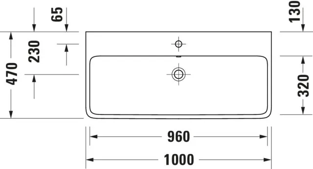 Wandwaschtisch Unterseite glasiert „Qatego“ 100 × 47 × 15 cm, Hahnlochposition mittig Wandwaschtisch Unterseite glasiert „Qatego“ 100 × 47 × 15 cm, Hahnlochposition mittig