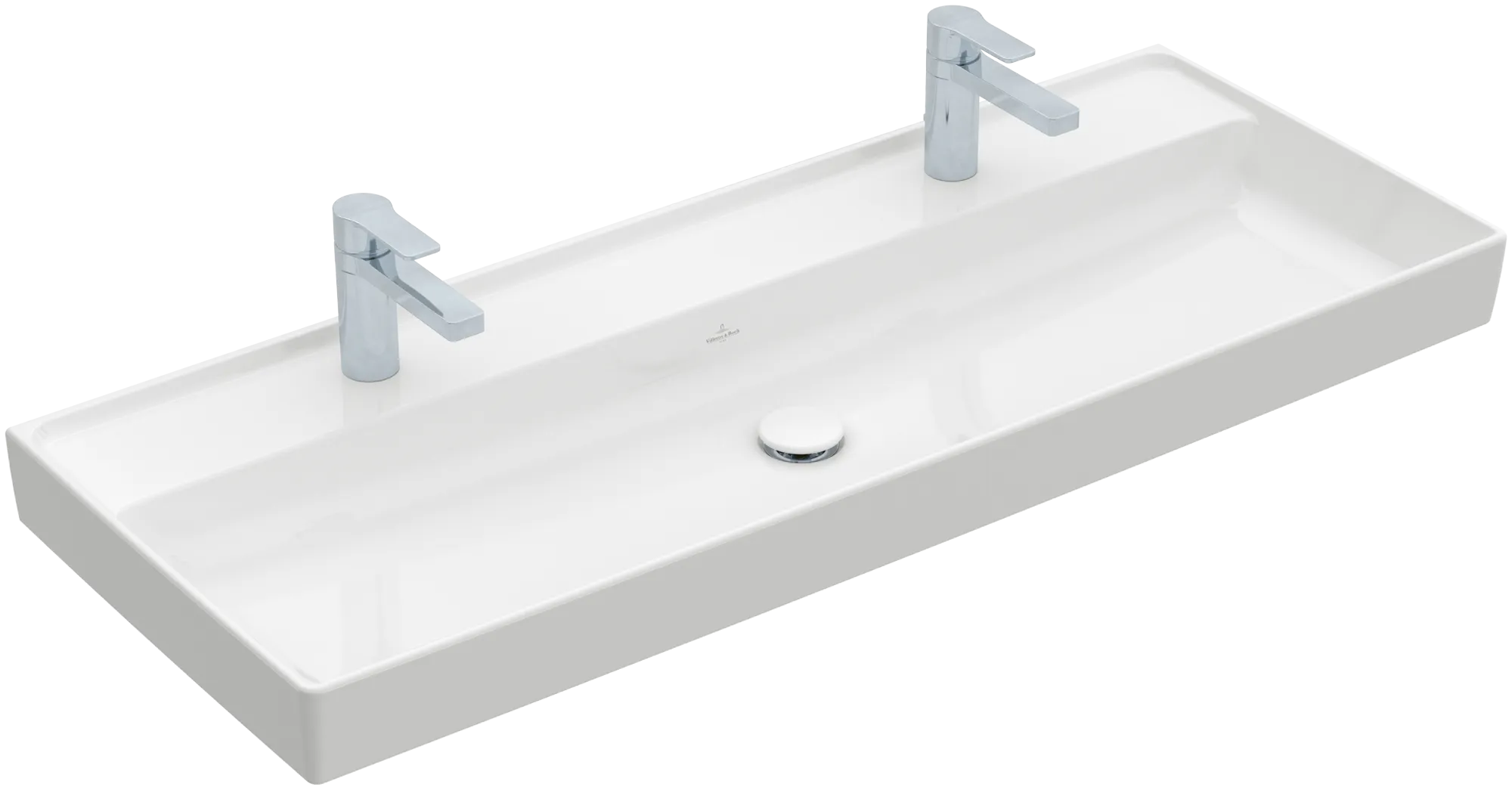 Villeroy & Boch Schrankwaschtisch aus TitanCeram „Collaro“ 1200 × 470 × 160 mm, Hahnlochposition links und rechts, mit Hahnlochbohrung in Weiß Alpin Villeroy & Boch Schrankwaschtisch aus TitanCeram „Collaro“ 1200 × 470 × 160 mm, Hahnlochposition links und rechts, mit Hahnlochbohrung in Weiß Alpin