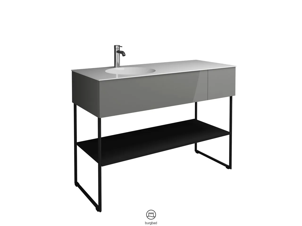 burgbad Coco HGL Waschtischset SFHQ120, Mineralguss, 505x1206x870