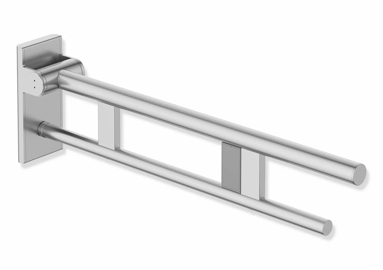 HEWI Stützklappgriff Duo, Design A, Edelstahl, 700 mm Ausladung, Funk-Spülauslösung